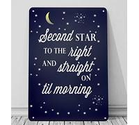 Targa In Metallo Peter Pan And "The Second Star On The Right" Cartelli In Latta Personalizzato Segno Di Latta Per Bagno Toilette Decorazione Murale S