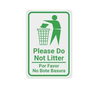 Targa In Metallo Please Do Not Litter Bilingual Spanish With Large Icon Metal Signboard Decorative Tin Sign Vintage Poster Segno Lamiera Per Cucina Camera Da Letto Cafe 20X30CM