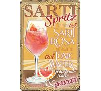Targa in metallo resistente alle intemperie, bar, ricetta cartello - Estate Cocktail, aperitivo - Spruzzo, Sprizz, Veneziano - Liquore con Prosecco - 30 x 20 cm (Sarti Spruzz)