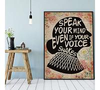 Targa in metallo retrò, 14 x 20 cm, con scritta in lingua inglese "Speak Your Mind Even If Your Voice Shakes", poster femminista con stampa diritti delle donne, decorazione per la casa, poster