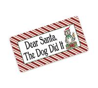 Targa in metallo retrò, 14 x 20 cm, motivo: Dear Santa The Dog Did it, ghirlanda natalizia con gatto rosso e bianco, decorazione per la casa, cancello, giardino, bar, caffè, grotta, soggiorno