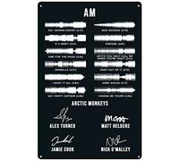 Targa in metallo retrò 20,3 x 30,5 cm Arctic-Monkeys-A-M decorazione artistica da parete - regalo per amanti della band musicale in bianco e nero A-M poster divertente decorazione da parete arte