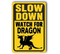Targa in metallo retrò, 20,3 x 30,5 cm, cartello con drago, simbolo di attraversamento del drago, segnale di avvertimento per esterni, orologio per drago in alluminio