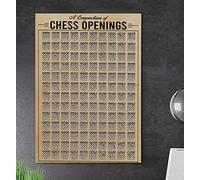 Targa in metallo retrò, 20,3 x 30,5 cm, con scritta "A Compendium of Chess Openings", poster o scacchiera in bianco e nero, stampa artistica da parete con conoscenza degli scacchi, decorazione rustica
