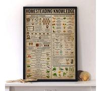 Targa in metallo retrò 20,3 x 30,5 cm con scritta "Homesteading Knowledge Poster or Basic of Canning Wall Art Appassionati di cucina", stampa artistica per la casa, regalo per amanti della casa