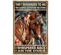 Targa in metallo retrò, 20,3 x 30,5 cm, con scritta in inglese "They Whispered To Me You Cannot Withstand The Storm I Whispered Back I am The Storm War Horse", decorazione per la casa, poster