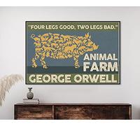 Targa in metallo retrò 20,3 x 30,5 cm, con scritta in lingua inglese "Four Legs Good Two Legs Bad Animal Farm", poster con George Orwell, divertente decorazione da parete, stile nostalgico,