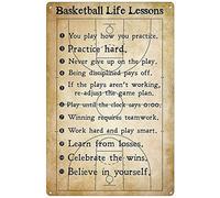 Targa in metallo retrò 20,3 x 30,5 cm, lezioni di vita di basket, ottima idea regalo per allenatori, basket e tutti gli amanti dello sport, decorazione artistica per la casa, poster in metallo con