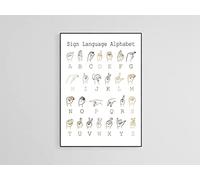 Targa in metallo retrò 30,5 x 40,6 cm ASL American Sign Language Alphabet poster educativo stampa ABC sala giochi Wall Art Boho Classroom Decor Homeschool Stampabili Home Decoration Art Poster