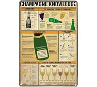 Targa in metallo retrò "Champagne Knowledge", stampa artistica sul vino, poster con anatomia della bottiglia di champagne, decorazione da parete per bar, caffetteria, club, 8x12 pollici.