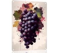 Targa in metallo retrò con grappolo d'uva viola, decorazione da parete vintage per casa, cucina, bagno, bar, opera d'arte ispirata alla frutta per gli amanti del vino, gli appassionati della natura e