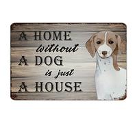 Targa in metallo retrò con scritta "A House Without A Dog Is Just A House Beagle-Harrier", targa in alluminio vintage con ritratto di animali domestici, poster in metallo per decorazione da parete