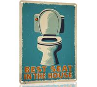 Targa in metallo retrò con scritta "Best Seat In The House", divertente decorazione da parete per bagno, da appendere, 30,5 x 40,6 cm