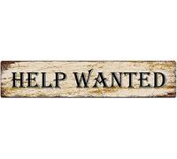 Targa in metallo retrò con scritta "Help Wanted", per bar, pub, decorazione artistica da parete, 10,6 x 40,6 cm