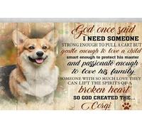 Targa in metallo retrò con scritta in lingua inglese "God Once Said I Need Someone So God Created The Corgi", decorazione da parete per casa, caffè, 20,3 x 30,5 cm