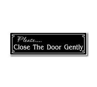 Targa in metallo retrò con scritta in lingua inglese "Please Close The Door Delicement", targa decorativa da parete, 10,2 x 40,6 cm