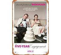 Targa in metallo retrò con scritta "The Five-Year Engagement 2012", decorazione da parete, 30,5 x 20,3 cm, stile vintage