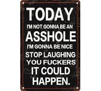 Targa in metallo retrò con scritta "Today I'm Not Gonna Be An .I'M Gonna Be Nice.Stop Laughing You ers,It Could Happen", decorazione artistica da parete