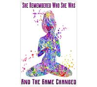 Targa in metallo retrò da 14 x 20 cm, poster motivazionale motivazionale da parete con scritta in lingua inglese "She Remembered Who She was and The Game Changed Positive", divertente decorazione da
