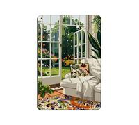 Targa in metallo retrò, decorazione da parete per porte della terrazza, giardini in piena fioritura, stile chic, retrò, pittura in ferro, per bar, grotte, bar, famiglia, garage, 20 x 30 cm