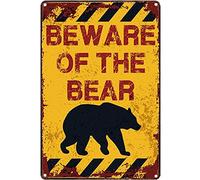 Targa In Metallo Retro Design Beware Of The Bear Segno Di Latta Caverna Dell'Uomo Metal Tin Signs Per Man Cave Club Toilette S