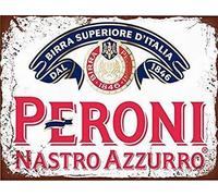 Targa in metallo retrò divertente Peroni Nastro Azzurro Lager BeerTin Sign for Home Cave Garage Bar Decorazione da parete Vintage Metal Sign 20,3 x 30,5 cm
