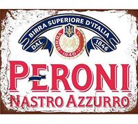 Targa in metallo retrò divertente Peroni Nastro Azzurro Lager in stile birra, targa pubblicitaria per la casa, grotta, garage, decorazione da parete, in metallo, 20,3 x 30,5 cm