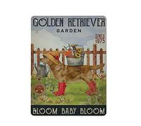 Targa in metallo retrò Giardinaggio Bloom Baby Golden Retriever Targa in metallo Pittura in ferro Cucina Bagno Garage Bar Cafe Man Cave Wall Home Decor Tin Poster Indoor Outdoor Targa Sign 12x16in