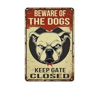 Targa in metallo retrò in metallo con scritta "Beware of the Dogs Keep Gate Closedbeware Of Dog No Trespassing", adatta per cartello per cani da 20 x 30 cm
