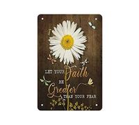 Targa in metallo retrò Lascia che la tua fede sia maggiore della tua paura Targa in metallo Pittura in ferro Cucina Bagno Garage Bar Cafe Man Cave Wall Home Decor Poster in latta Targa per interni ed