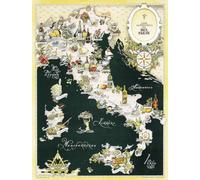 Targa in metallo retrò, mappa gourmet dell'Italia, cucina gastronomica, cibo, regioni italiane, targa per poster da parete per interni ed esterni, casa, bar, negozi, decorazioni, caffè, insegna vintag