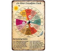 Targa in metallo retrò rustica, poster con orologio circadiano 24 ore su 24, arte da parete sulla conoscenza degli organi, arte della medicina cinese, targa per casa vintage, poster, regalo, 8 x 12 po