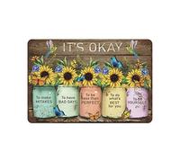 Targa In Metallo Retro Style Sunflower It'S Okay To Make Mistake Sunflower Butterflies Art Funny Tin Sign Nostalgica Metal Signboard Vintage Poster Segno Lamiera Per Bagno Cucina 20X30CM
