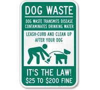 Targa in metallo retrò verde per Dog Walker to Pick Up Their Dog's Poop Dog Waste Transmits Disease Contaminates Drinking Water Man Cave Targa decorativa in alluminio 30,5 x 20,3 cm