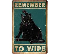 Targa In Metallo Ricordati Di Pulire Il Gatto Nero Non È Facile Arrugginire Quadri Metallo Squisito E Bello Pittura In Ferro Per Pub Cortil Bar 20X30Cm