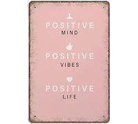 Targa in metallo rosa con scritta "Estetica", decorazione per la stanza, "Mente positiva", "Vibrazioni positive", "Vita positiva", poster retrò, decorazione da parete per bar, pub, casa, gruppo, ve