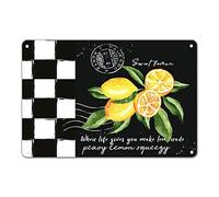 Targa in metallo shabby con scritta in lingua inglese "When Life gives you limone", tema patriottico, con scritta in lingua inglese "Make Lemonade", in stile meridionale, con frutta estiva, a bordo