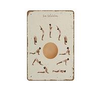 Targa in metallo stampabile con scritta "Sun Salutation", con scritta "Yoga Poses Surya Namaskar Yoga" per insegnanti, decorazione da parete, 20,3 x 30,5 cm