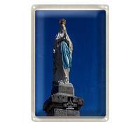 Targa in metallo | Statua Lourdes | Decorazione | 12 cm x 18 cm