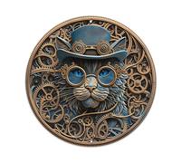 Targa in metallo Steampunk Cat Gears, cappello e occhiali