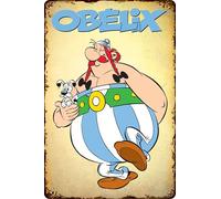 Targa in metallo, stile retrò, ASTERIX e OBELIX, serie francese kult Comic, cartello decorativo, 20 x 30 cm (Obelix & Idefix)