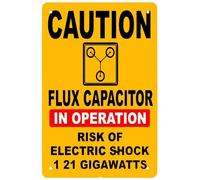Targa in metallo, stile vintage, con scritta "Back to the Future Flux Capacitor", 1,21 Gigawatt, cartello di avvertimento per decorazione da parete, 20,3 x 30,5 cm