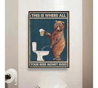 Targa in metallo stile vintage con scritta in inglese "Bear Drink Beer This is Where All Your Beer Money Goes", targa in metallo da parete in stile vintage, 20,3 x 30,5 cm