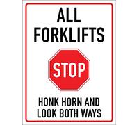 Targa In Metallo Stop All Forklifts Honk Horn And Look Both Ways Tin Sign Nostalgica Metal Signboard Retrò Targhe Metallo Per Ristorante Cucina Cafe M