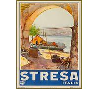 Targa In Metallo Stresa Viaggio D'Epoca In Italia Targhe Metallo Nostalgica Targa Con Stampe Vintage Metal Signboard Per Pub Ristorante Cucina 20x30 cm