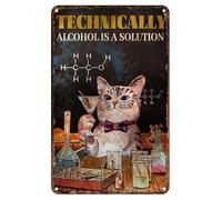 Targa In Metallo Technically Alcohol Is A Solution Cat Funny Bars Art Bakery Tin Sign Decorative Metal Signboard Vintage Poster Segno Lamiera Per Ristorante Cucina Camera Da Letto S