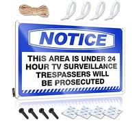 Targa in metallo Texas, decorazione rustica retrò e occidentale da appendere, bordo piegato: Notice This Area Is Under 24 Hour TV Surveillance Trespassers Will Be Prosecuted Cars Room Decor For |