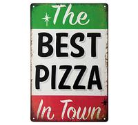 Targa In Metallo The Best Pizza In Town Cartello In Metallo Personalizzato Cartelli In Latta Per Man Cave Bagno Decorazione Murale M