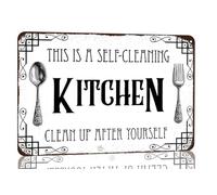 Targa In Metallo This Is A Self-Cleaning Kitchen Clean Up After Yourself Cartello In Metallo Caverna Dell'Uomo Metal Tin Signs Per Toilette Bagno Man Cave S