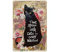 Targa In Metallo Time Spent With Cats Is Never Wasted Cartelli In Latta Stile Divertente Metal Tin Signs Per Bagno Toilette Man Cave M